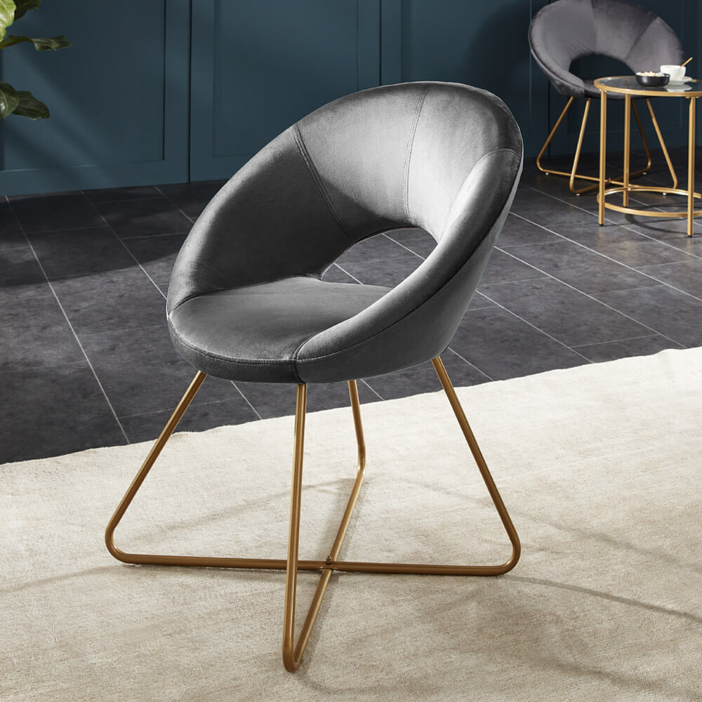 Home Deluxe 4058166184559 Samtstuhl Grau – Bild 3