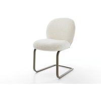 Freischwinger Nube-Flex Bouclé Weiß Freischwinger flach Effektfinish Titan Taschenfederkern