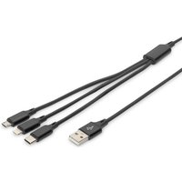 DIGITUS 3-in-1 Ladekabel, USB A-Lightning Micro USB USB-C