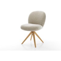Drehstuhl Nube-Flex Webstoff Soft Beige Holzgestell kantig Natur 360 drehbar Taschenfederkern