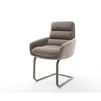 Freischwinger Abelia-Flex mit Armlehnen Strukturstoff Soft Taupe Freischwinger flach Effektfinish Titan
