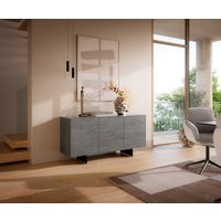 Sideboard Cuor 150 cm Keramik Beton Grau 3 Türen Fuß Schwebeoptik Metall Schwarz – Bild 2