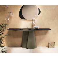 Konsolentisch Edge Polygonal 180x50 cm Keramik Laminam Noir Desir Braun Livos Metall Effektfinish Titan