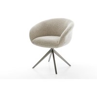 Drehstuhl Vinka-Flex mit Armlehnen Webstoff Soft Beige Kreuzgestell breit Graphit 360 drehbar Wippfunktion Taschenfederkern