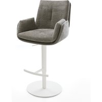 Barstuhl Clea-Flex Bouclé Soft Schlamm Drehfuß höhenverstellbar Metall Weiß