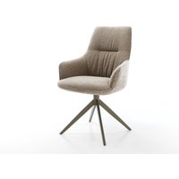Drehstuhl Zelia-Flex mit Armlehnen Bouclé Schlamm Kreuzgestell breit Effektfinish Titan 360 drehbar Wippfunktion Taschenfederkern – Bild 2