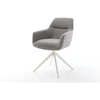 Drehstuhl Pejo-Flex Strukturstoff Soft Grau Kreuzgestell breit Weiß 360 drehbar Wippfunktion Taschenfederkern