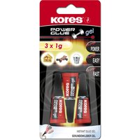 Kores Sekundenkleber, POWERGLUE GEL, 3 x 1 g Blisterkarte