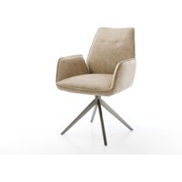 Drehstuhl Zoa-Flex Mikrofaser Beige Vintage Kreuzgestell breit Graphit 360 drehbar Wippfunktion Taschenfederkern
