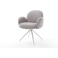 Drehstuhl Nube-Flex mit Armlehnen Cord Silbergrau Kreuzgestell konisch Edelstahl 180 drehbar Taschenfederkern