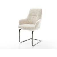 Freischwinger Zelia-Flex mit Armlehnen Plüsch Creme-Weiß Freischwinger flach Graphit Taschenfederkern