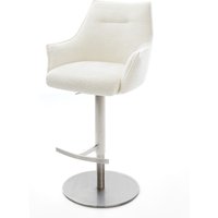 Barstuhl Alja-Flex Bouclé Soft Beige Drehfuß höhenverstellbar Edelstahl Silberfarben Taschenfederkern