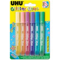 UHU Glitzerkleber Glitter Glue Shiny, Inhalt: 6 x 10 ml