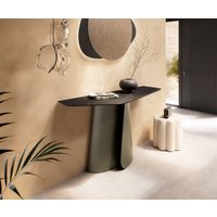 Konsolentisch Edge Polygonal 140x50 cm Keramik Laminam Noir Desir Braun Livos Metall Effektfinish Titan – Bild 2