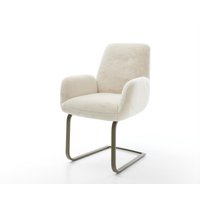 Freischwinger Zoa-Flex Plüsch Creme-Weiß Freischwinger flach Effektfinish Titan Taschenfederkern