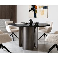 Esstisch Adenza Rund 140x140 cm Marmor Schwarz Silber Metall Black Antique