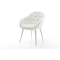 Esszimmerstuhl Gaio-Flex Bouclé Soft Beige 4-Fuß konisch Edelstahl