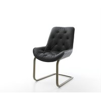 Freischwinger Taimi-Flex Echt-Leder Schwarz Freischwinger flach Effektfinish Titan