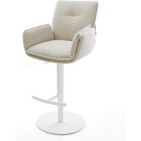Barstuhl Nela-Flex Webstoff Soft Beige Drehfuß höhenverstellbar Metall Weiß
