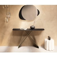 Konsolentisch Edge Boot 140x40 cm Keramik Laminam Noir Desir Braun Velio Metall Effektfinish Titan