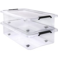 Deuba Aufbewahrungsbox 2er-Set Transparent 60x40x17cm 30L stapelbar