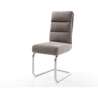 Freischwinger Pela-Flex Strukturstoff Soft Taupe Freischwinger flach Edelstahl Taschenfederkern