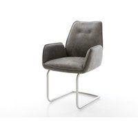 Freischwinger Zoa-Flex Mikrofaser Grau Antik Freischwinger rund Edelstahl Taschenfederkern