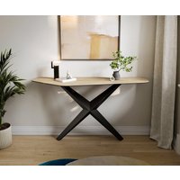 Konsolentisch Edge Polygonal 140x50 cm Keramik Laminam Sabbia Eichefarbig Zentharo Metall Schwarz – Bild 2