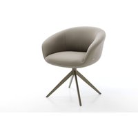 Drehstuhl Vinka-Flex mit Armlehnen Echt-Leder Schlamm Kreuzgestell breit Effektfinish Titan 360 drehbar Wippfunktion Taschenfederkern