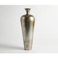 Vase Marvella B27 x T27 x H78 cm Metall Platin Aurum Handgemacht