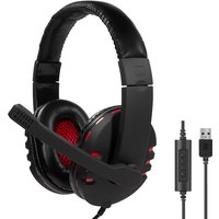 LogiLink USB-Headset High Quality, mit Mikrofon, schwarz/rot