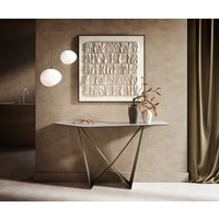 Konsolentisch Edge Polygonal 140x50 cm Keramik Onyx Pearl Spios Metall Effektfinish Titan