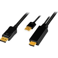 LogiLink HDMI Kabel, HDMI-A USB-A - DisplayPort-Stecker