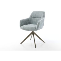 Drehstuhl Pejo-Flex Chenille Pastellblau Kreuzgestell breit Effektfinish Titan 360 drehbar Taschenfederkern