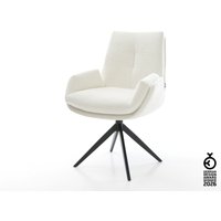 Drehstuhl Clea-Flex Bouclé Soft Beige Kreuzgestell breit Schwarz 360 drehbar Wippfunktion
