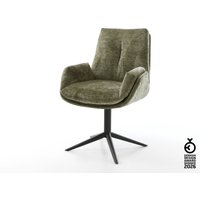 Drehstuhl Clea-Flex Chenille Olive Fußkreuz Schwarz 360 drehbar Wippfunktion