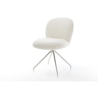 Esszimmerstuhl Nube-Flex Bouclé Soft Beige Kreuzgestell konisch Edelstahl Taschenfederkern