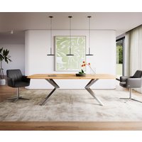DELIFE Edge Esstisch Edelstahl Eiche