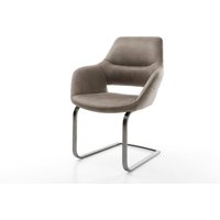 Freischwinger Yago-Flex mit Armlehnen Mikrofaser Taupe Vintage Freischwinger flach Graphit Taschenfederkern