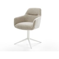 Drehstuhl Pejo-Flex Webstoff Soft Beige Fußkreuz Weiß 360 drehbar Wippfunktion Taschenfederkern