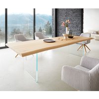 DELIFE Edge Esstisch Eiche Glas