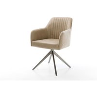 Drehstuhl Greg-Flex Mikrofaser Beige Vintage Kreuzgestell breit Graphit 360 drehbar Wippfunktion Taschenfederkern