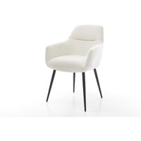 Esszimmerstuhl Pejo-Flex Bouclé Soft Beige 4-Fuß konisch Schwarz Taschenfederkern