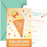 ROTH Einladungskarten-Set, Einschulung, mit Glitzereffekt