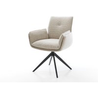 Drehstuhl Nela-Flex Webstoff Soft Beige Kreuzgestell breit Schwarz 360 drehbar Wippfunktion