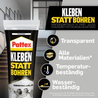 Pattex Kraftkleber Kleben statt Bohren KRISTALLKLAR, 90 g