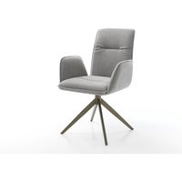 Drehstuhl Vinja-Flex Strukturstoff Soft Grau Kreuzgestell breit Effektfinish Titan 360 drehbar Wippfunktion