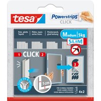 tesa Powerstrips CLICK Klettstreifen MEDIUM Slim, weiß
