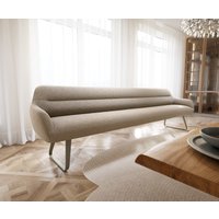 Esszimmerbank Taya-Flex 300 cm Bouclé Schlamm Kufengestell flach Effektfinish Titan Taschenfederkern – Bild 2