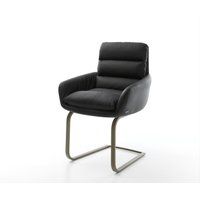 Freischwinger Abelia-Flex mit Armlehnen Echt-Leder Schwarz Freischwinger flach Effektfinish Titan